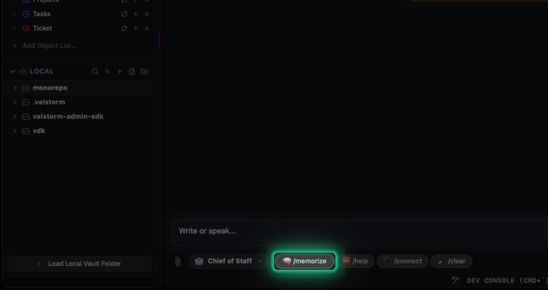 Step 2: Click the "/memorize" Command